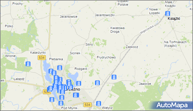 mapa Frydrychowo gmina Ryńsk, Frydrychowo gmina Ryńsk na mapie Targeo
