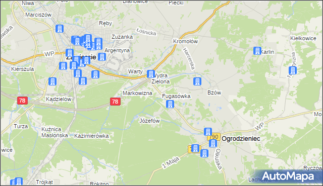 mapa Fugasówka, Fugasówka na mapie Targeo