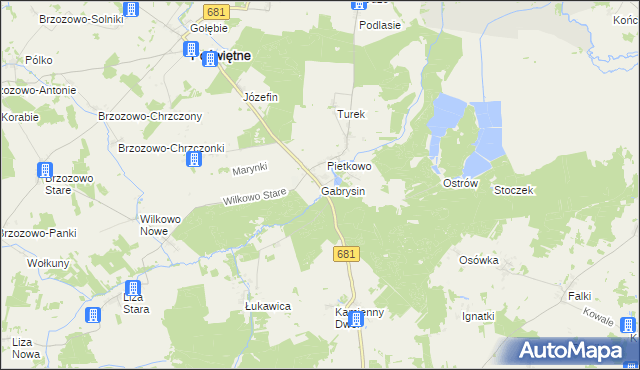 mapa Gabrysin gmina Poświętne, Gabrysin gmina Poświętne na mapie Targeo