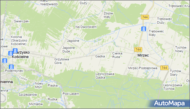 mapa Gadka gmina Mirzec, Gadka gmina Mirzec na mapie Targeo