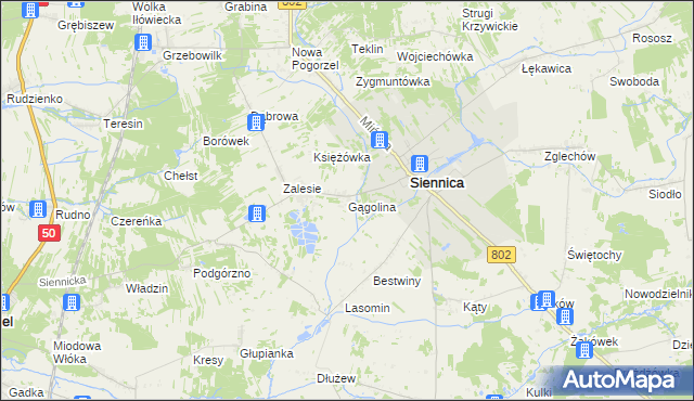 mapa Gągolina, Gągolina na mapie Targeo