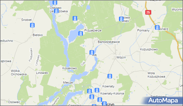 mapa Gaj gmina Jeziora Wielkie, Gaj gmina Jeziora Wielkie na mapie Targeo