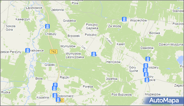 mapa Gaj gmina Przedbórz, Gaj gmina Przedbórz na mapie Targeo