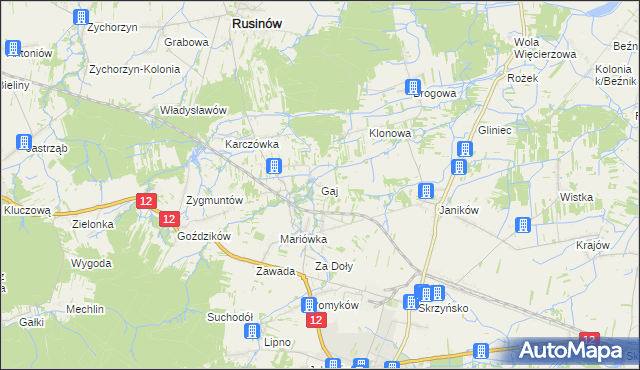 mapa Gaj gmina Przysucha, Gaj gmina Przysucha na mapie Targeo