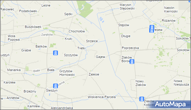 mapa Gajew gmina Żychlin, Gajew gmina Żychlin na mapie Targeo