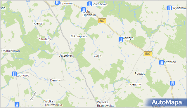 mapa Gajle, Gajle na mapie Targeo