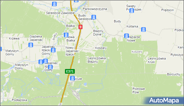 mapa Gajówka Maziarze k/Koszary, Gajówka Maziarze k/Koszary na mapie Targeo