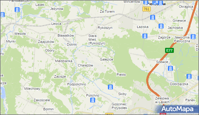 mapa Gałęzice, Gałęzice na mapie Targeo