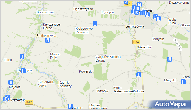 mapa Gałęzów-Kolonia Druga, Gałęzów-Kolonia Druga na mapie Targeo