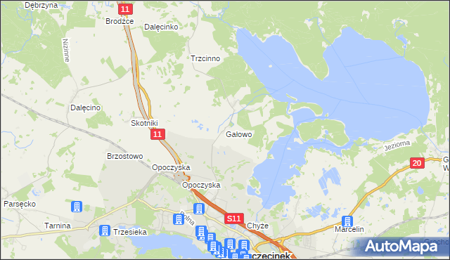 mapa Gałowo gmina Szczecinek, Gałowo gmina Szczecinek na mapie Targeo