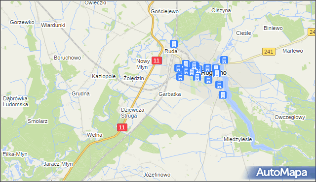 mapa Garbatka gmina Rogoźno, Garbatka gmina Rogoźno na mapie Targeo