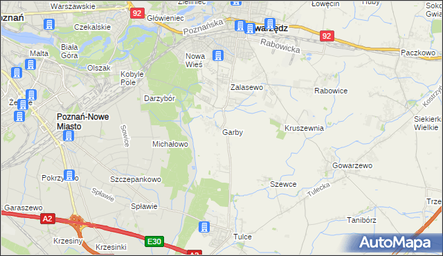 mapa Garby gmina Swarzędz, Garby gmina Swarzędz na mapie Targeo