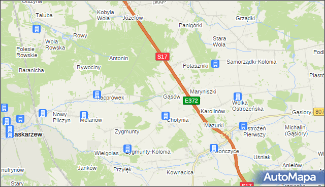 mapa Gąsów, Gąsów na mapie Targeo