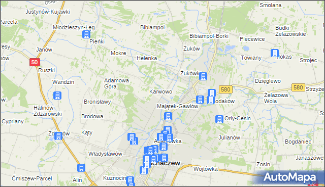 mapa Gawłów gmina Sochaczew, Gawłów gmina Sochaczew na mapie Targeo
