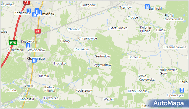 mapa Gertrudów, Gertrudów na mapie Targeo