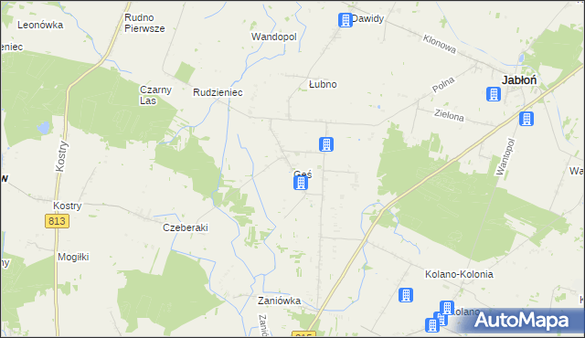 mapa Gęś gmina Jabłoń, Gęś gmina Jabłoń na mapie Targeo