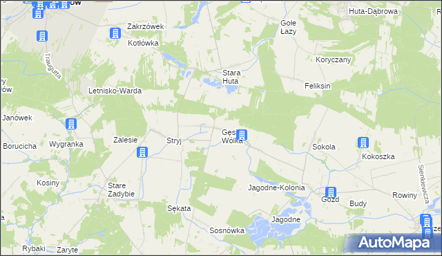 mapa Gęsia Wólka, Gęsia Wólka na mapie Targeo