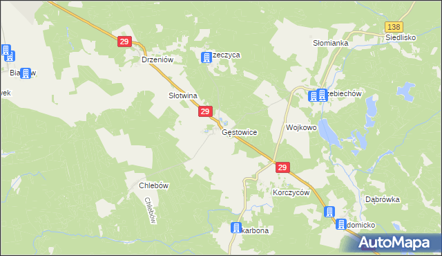 mapa Gęstowice, Gęstowice na mapie Targeo