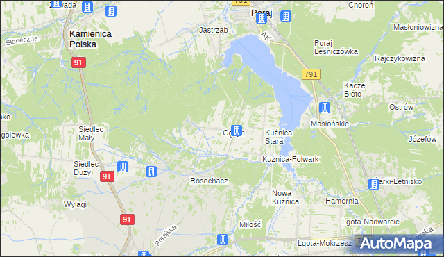 mapa Gęzyn, Gęzyn na mapie Targeo