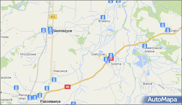 mapa Giełczyce, Giełczyce na mapie Targeo