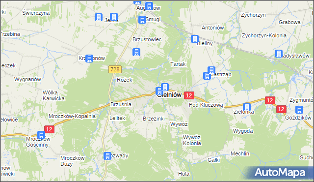 mapa Gielniów, Gielniów na mapie Targeo