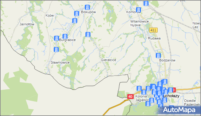 mapa Gierałcice gmina Głuchołazy, Gierałcice gmina Głuchołazy na mapie Targeo