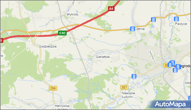 mapa Gierałtów, Gierałtów na mapie Targeo