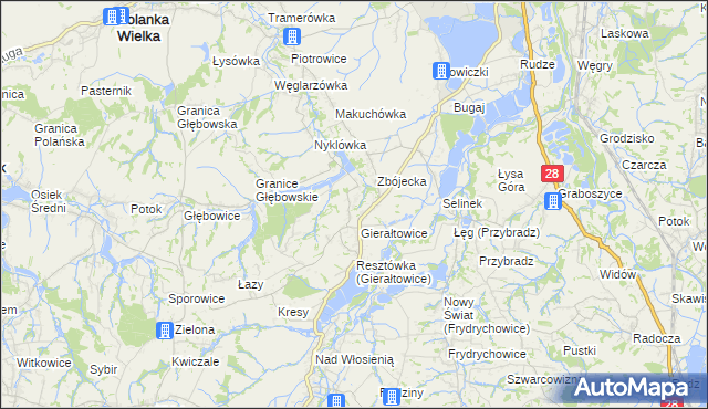 mapa Gierałtowiczki, Gierałtowiczki na mapie Targeo