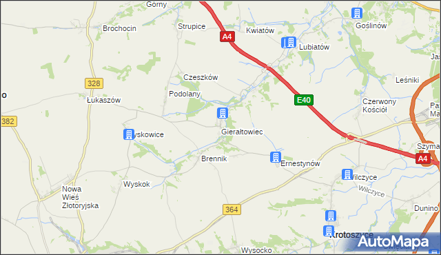 mapa Gierałtowiec, Gierałtowiec na mapie Targeo