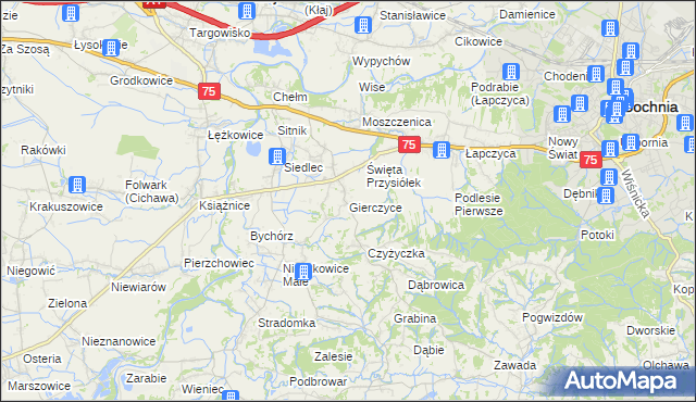 mapa Gierczyce gmina Bochnia, Gierczyce gmina Bochnia na mapie Targeo