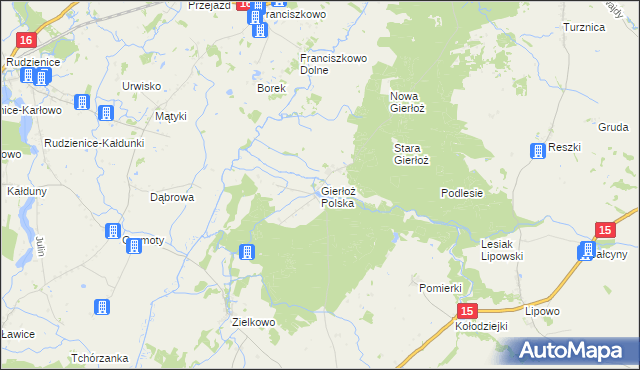 mapa Gierłoż Polska, Gierłoż Polska na mapie Targeo