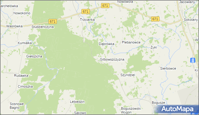 mapa Gilbowszczyzna, Gilbowszczyzna na mapie Targeo