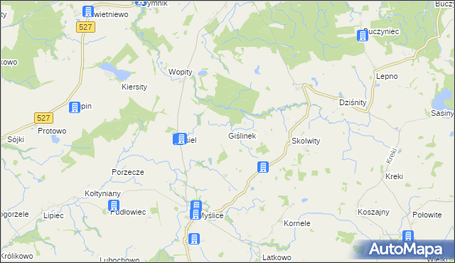 mapa Giślinek, Giślinek na mapie Targeo