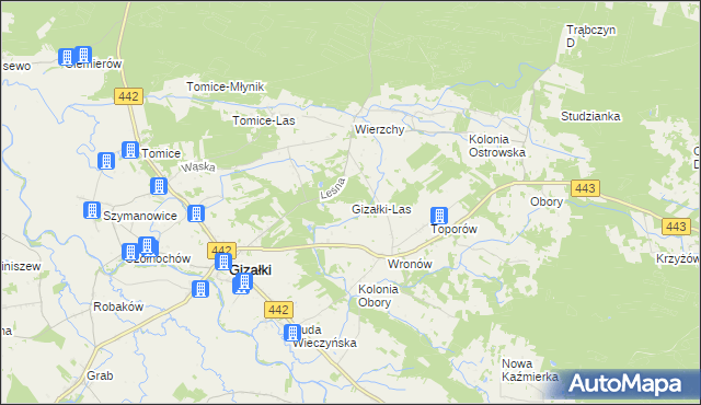 mapa Gizałki-Las, Gizałki-Las na mapie Targeo