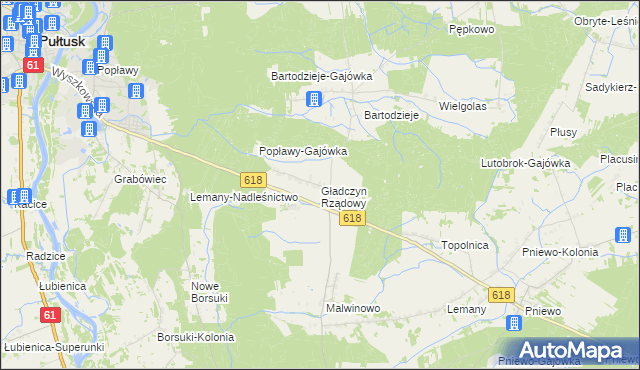 mapa Gładczyn Rządowy, Gładczyn Rządowy na mapie Targeo