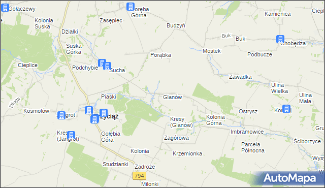 mapa Glanów, Glanów na mapie Targeo