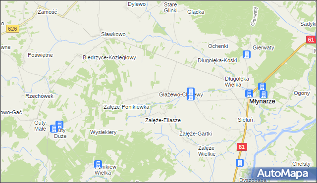 mapa Głażewo-Cholewy, Głażewo-Cholewy na mapie Targeo