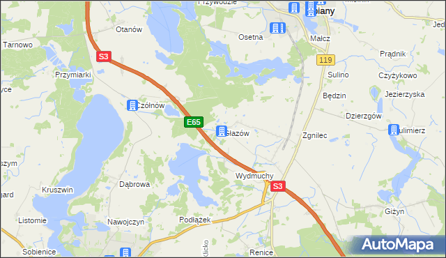 mapa Głazów gmina Myślibórz, Głazów gmina Myślibórz na mapie Targeo