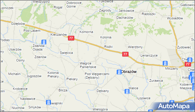 mapa Głazów gmina Obrazów, Głazów gmina Obrazów na mapie Targeo
