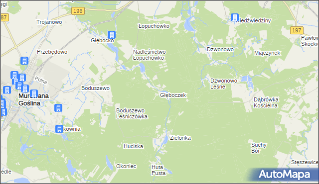 mapa Głęboczek gmina Murowana Goślina, Głęboczek gmina Murowana Goślina na mapie Targeo