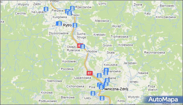 mapa Głębokie gmina Piwniczna-Zdrój, Głębokie gmina Piwniczna-Zdrój na mapie Targeo