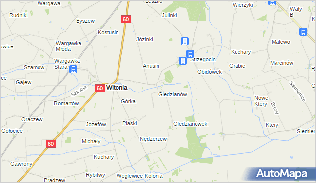 mapa Gledzianów, Gledzianów na mapie Targeo