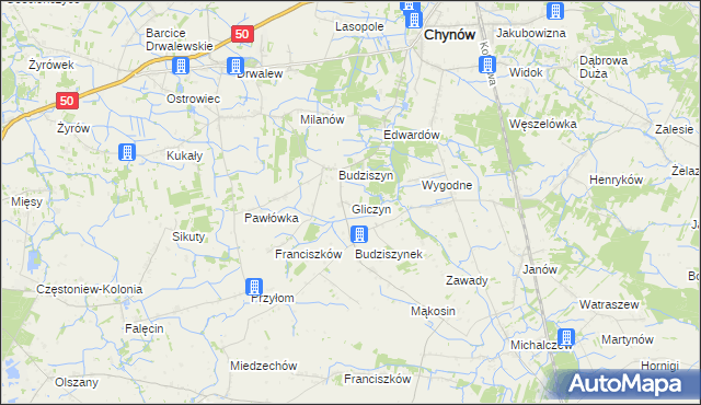 mapa Gliczyn, Gliczyn na mapie Targeo