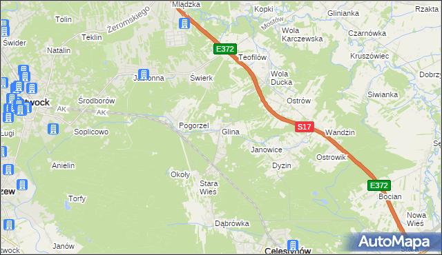 mapa Glina gmina Celestynów, Glina gmina Celestynów na mapie Targeo