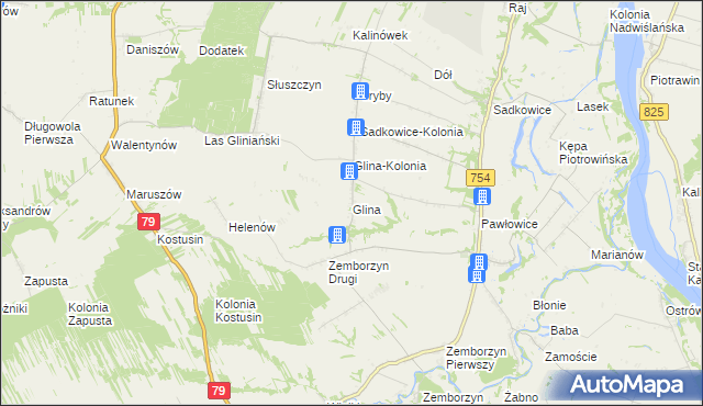 mapa Glina gmina Solec nad Wisłą, Glina gmina Solec nad Wisłą na mapie Targeo