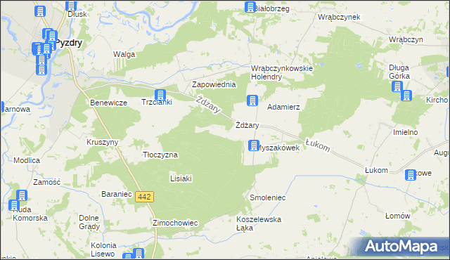 mapa Glinianki gmina Pyzdry, Glinianki gmina Pyzdry na mapie Targeo