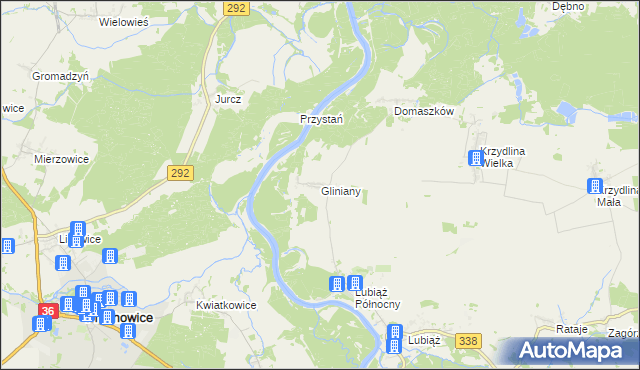 mapa Gliniany gmina Wołów, Gliniany gmina Wołów na mapie Targeo