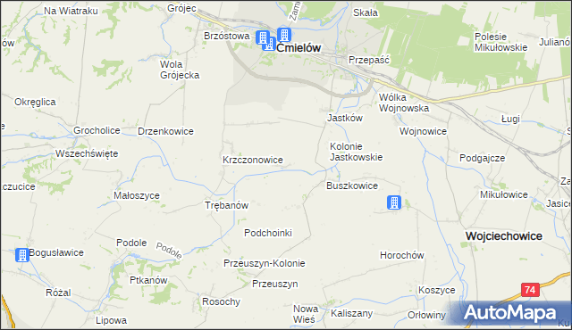 mapa Glinka gmina Ćmielów, Glinka gmina Ćmielów na mapie Targeo