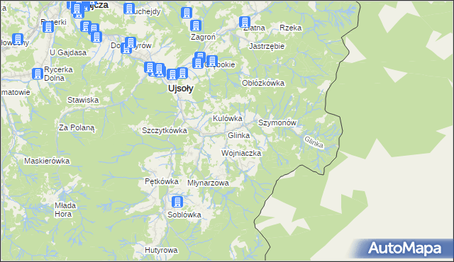 mapa Glinka gmina Ujsoły, Glinka gmina Ujsoły na mapie Targeo