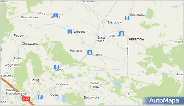 mapa Glinnik gmina Abramów, Glinnik gmina Abramów na mapie Targeo